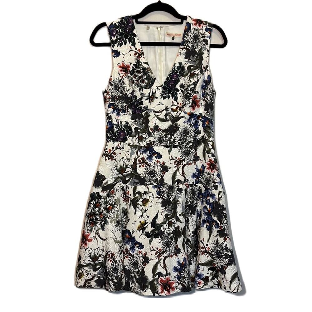 Rebecca Taylor Floral Garden Maltese Mini Dress V-Neck Size 10